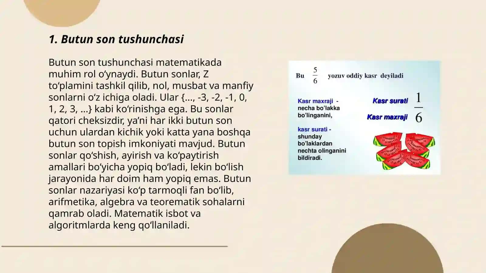 Butun sonlar nazariyasi 3