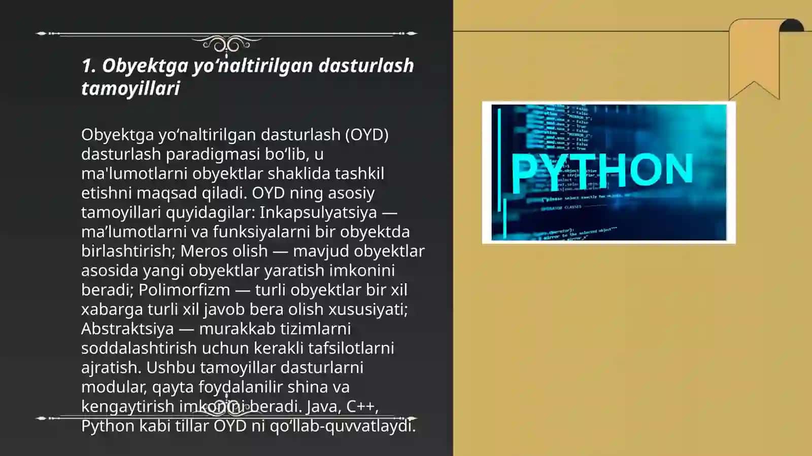 Obyektga yo‘naltirilgan dasturlash tamoyillari 3