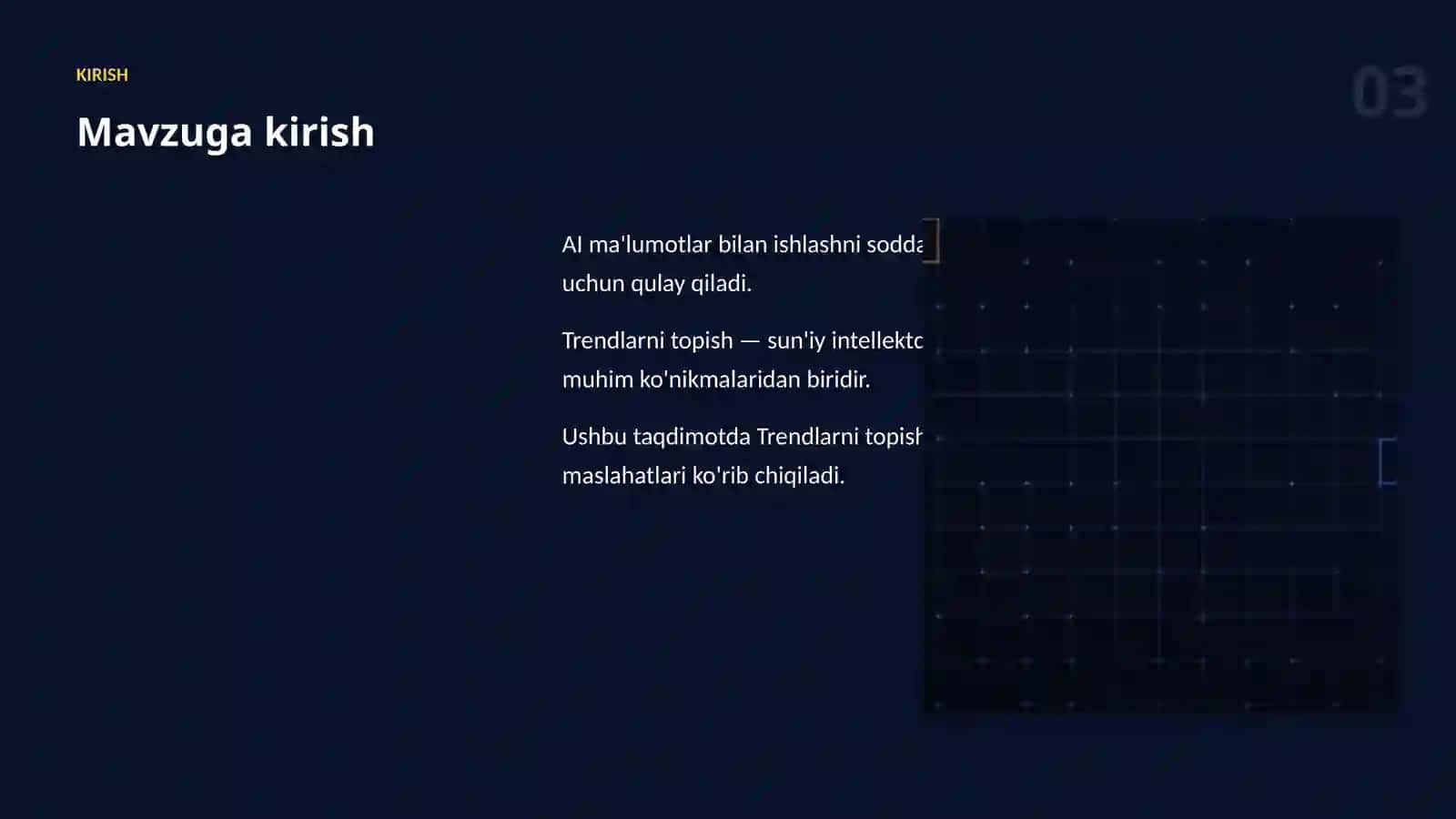 AI MA'LUMOTLAR BILAN ISHLASH 3