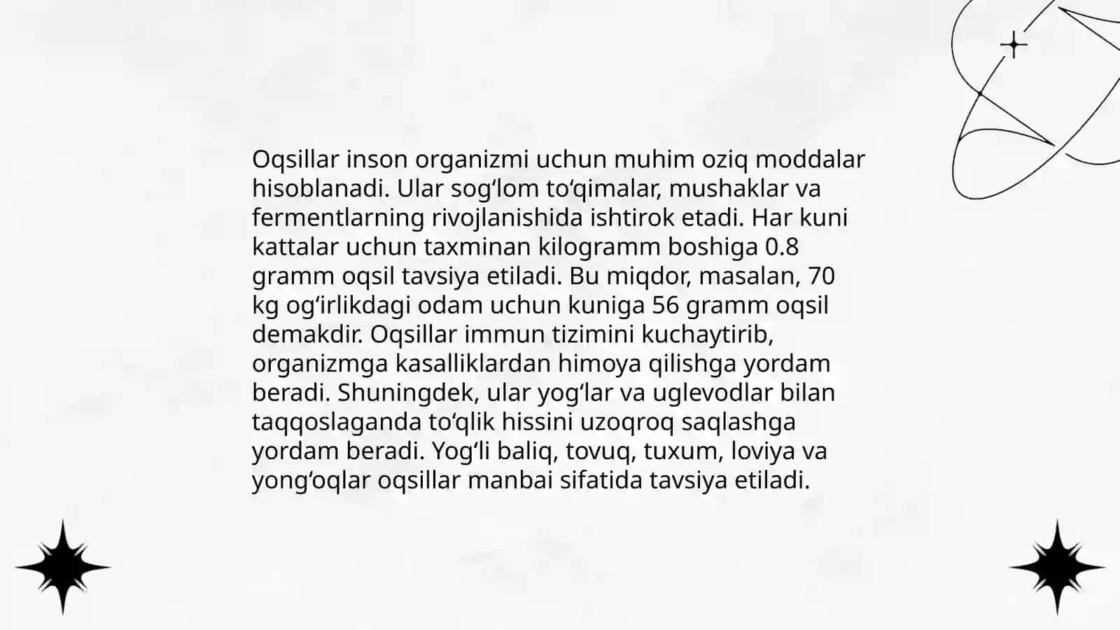 Oqsillarning ovqatlanishdagi ahamiyati 3