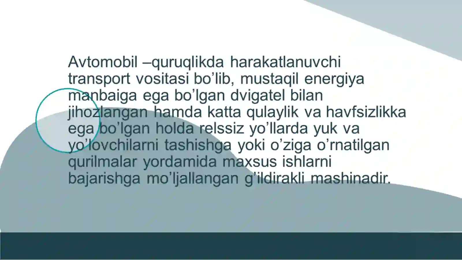 Avtomobil transporti va uning Tasniflanishi 3