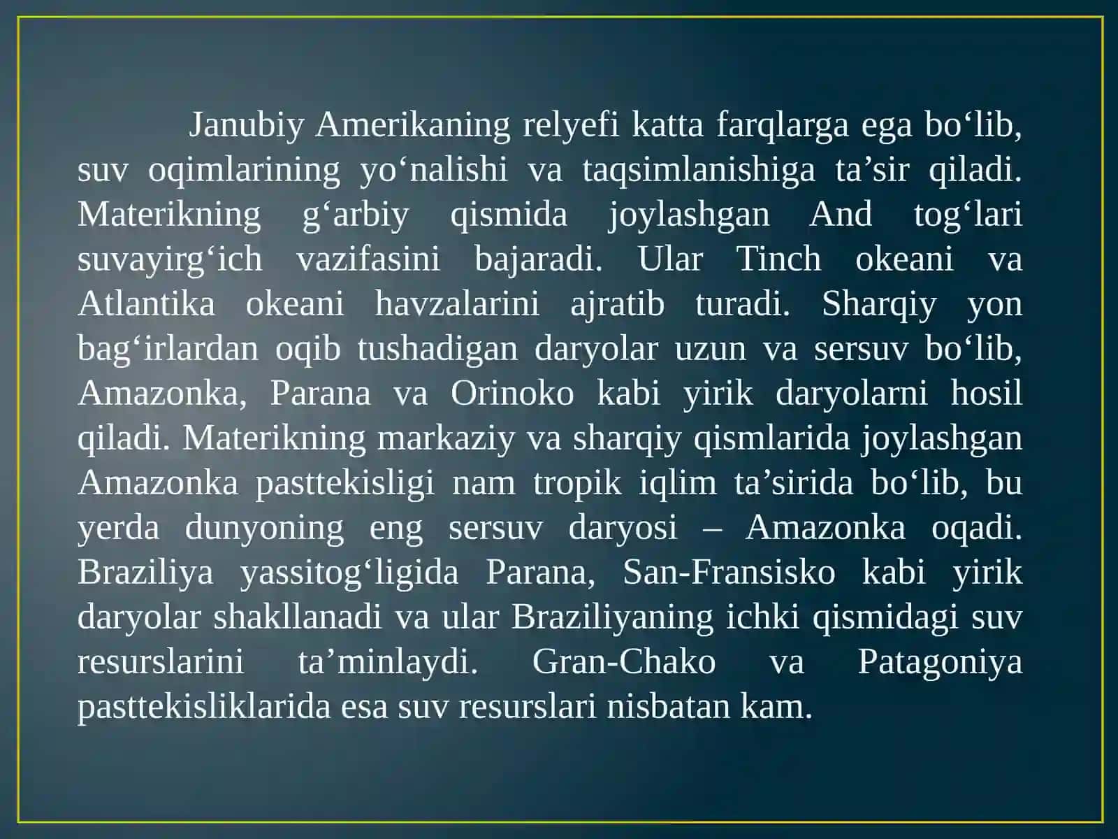 Janubiy Amerika iqlimi va ichki suvlari 3