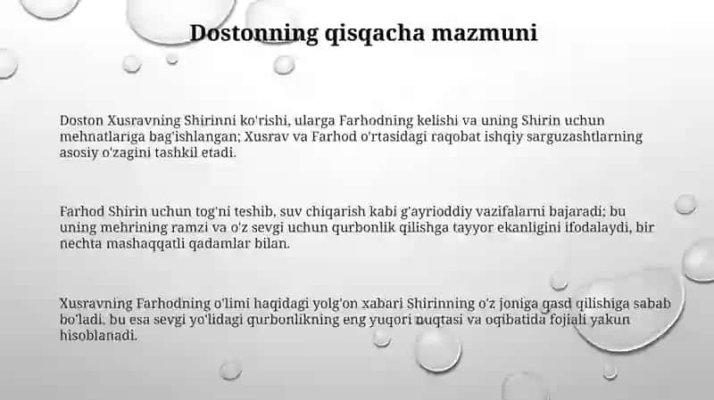 Farhod va Shirin dostonida ilm va hunar haqida 3