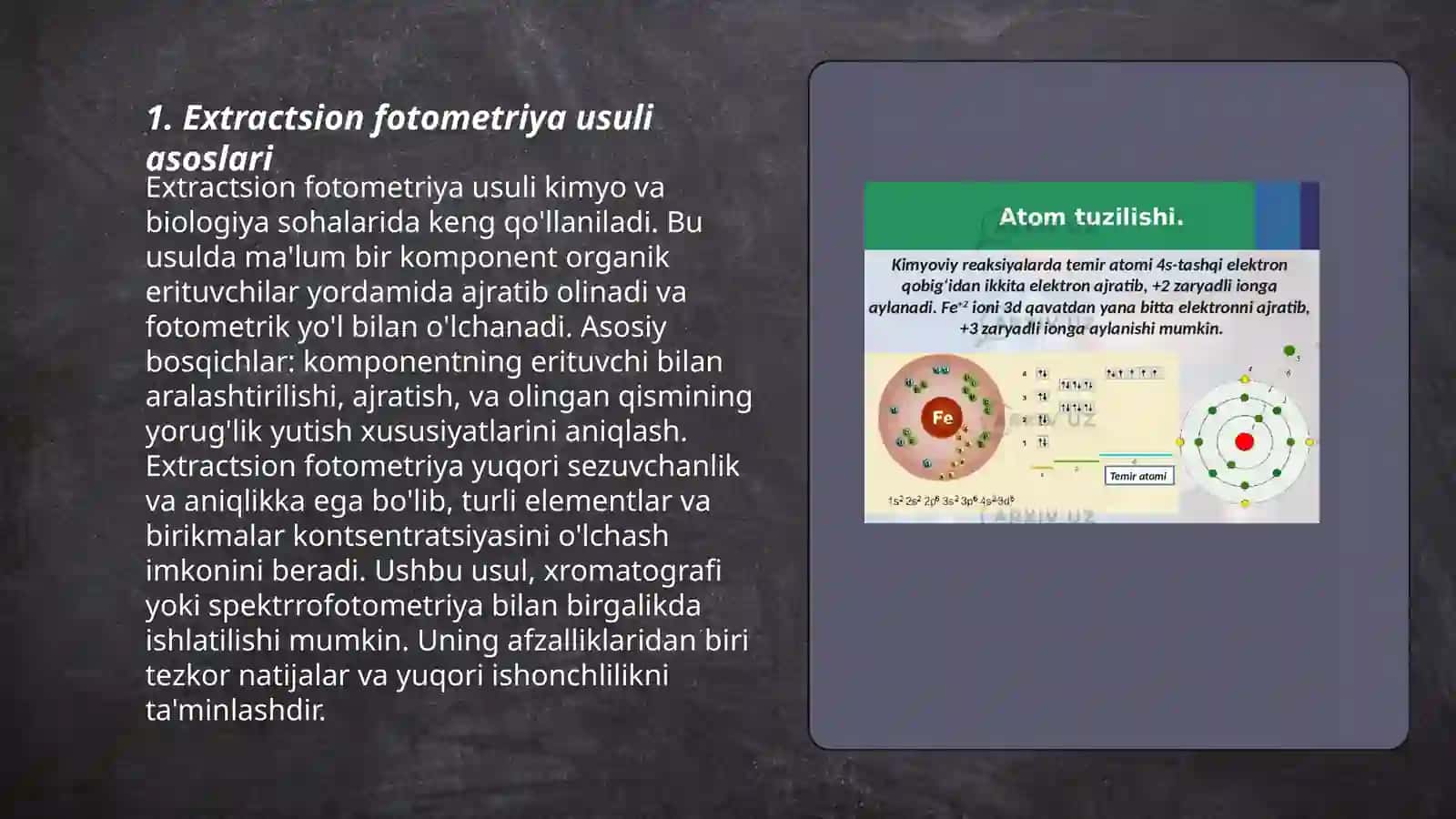 Extractsion fotometriya usuli asoslari 3