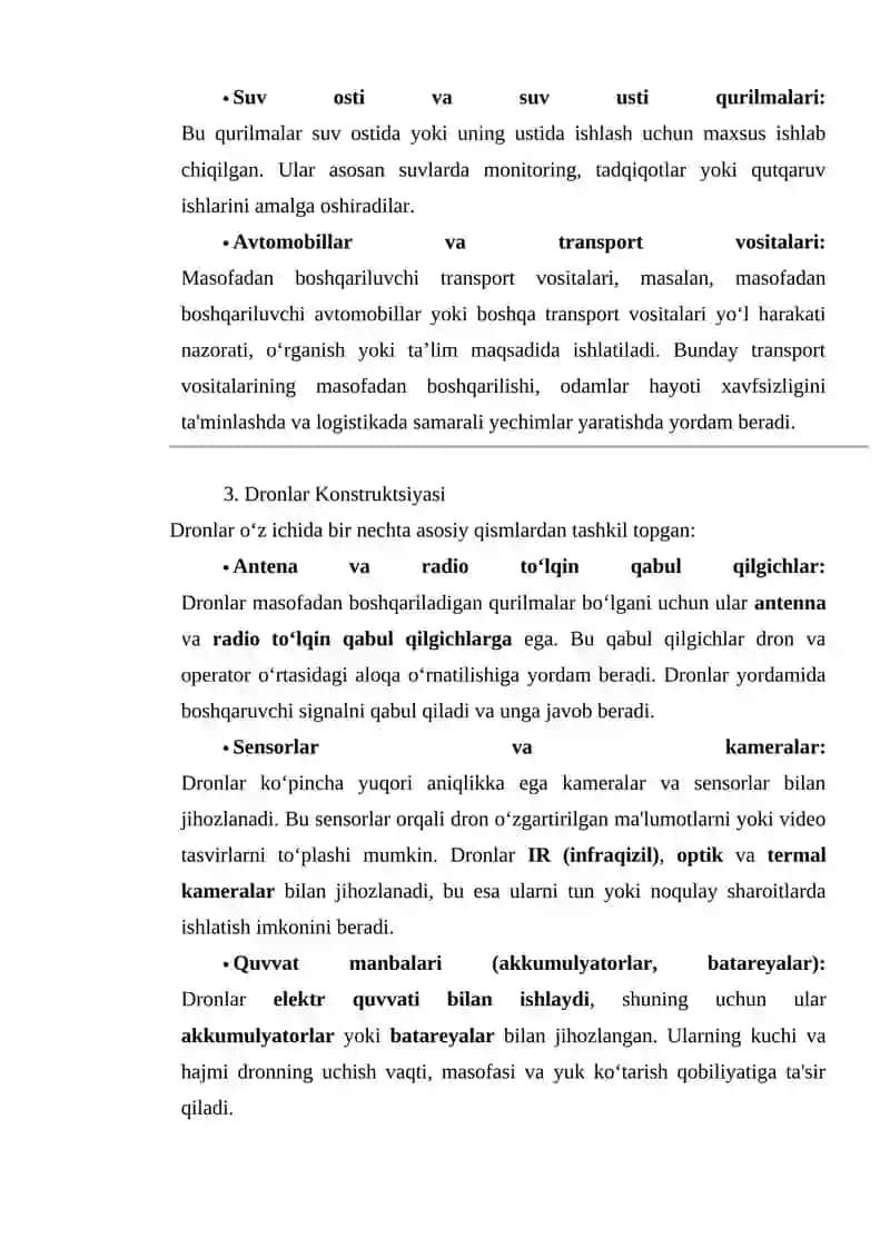 Masofadan boshqariluvchi qurilmalar yoki dronlar 3
