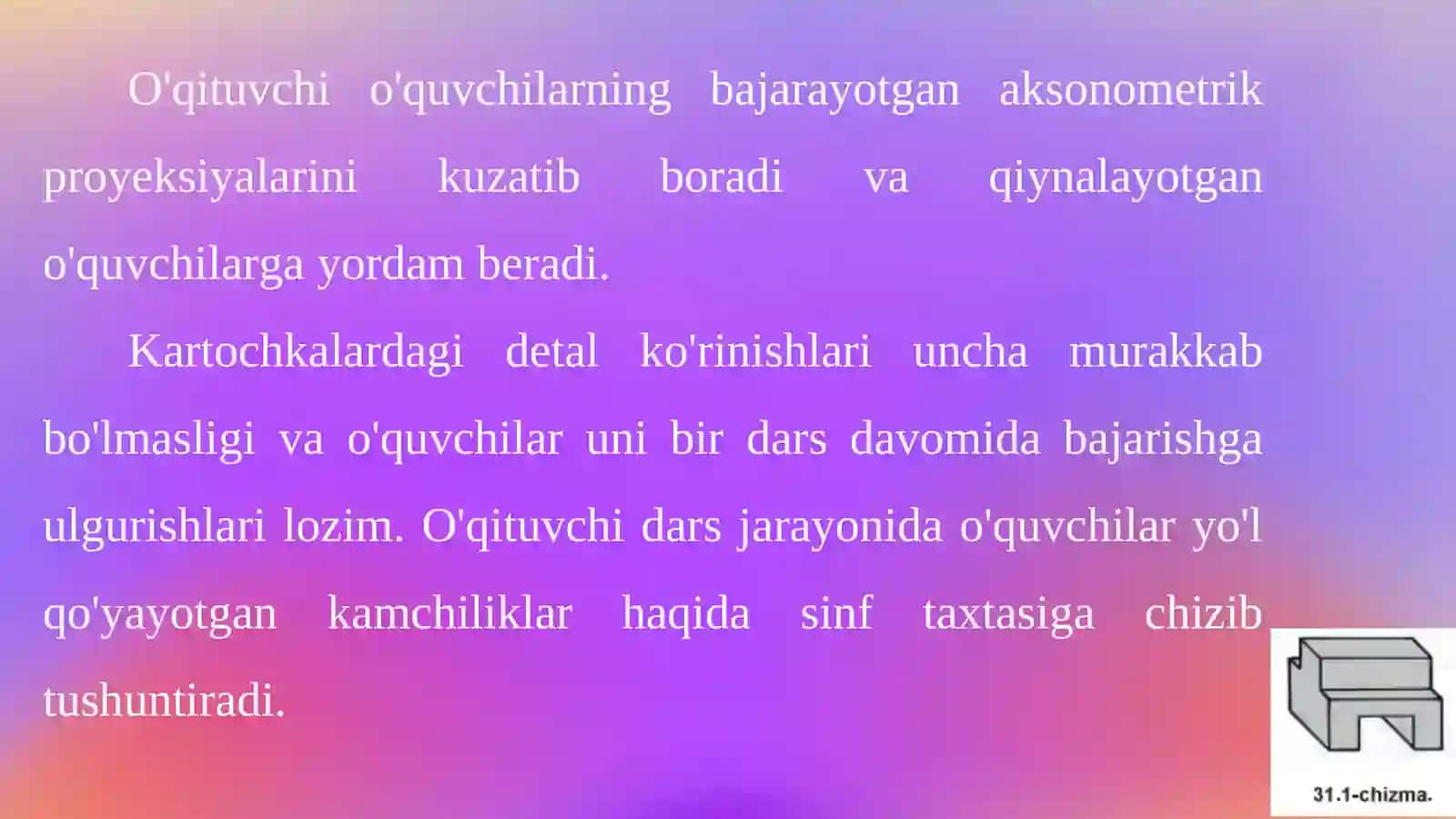 AKSONOMETRIK PROYEKSIYALAR BO'YICHA AMALIY MASHG'ULOT 3