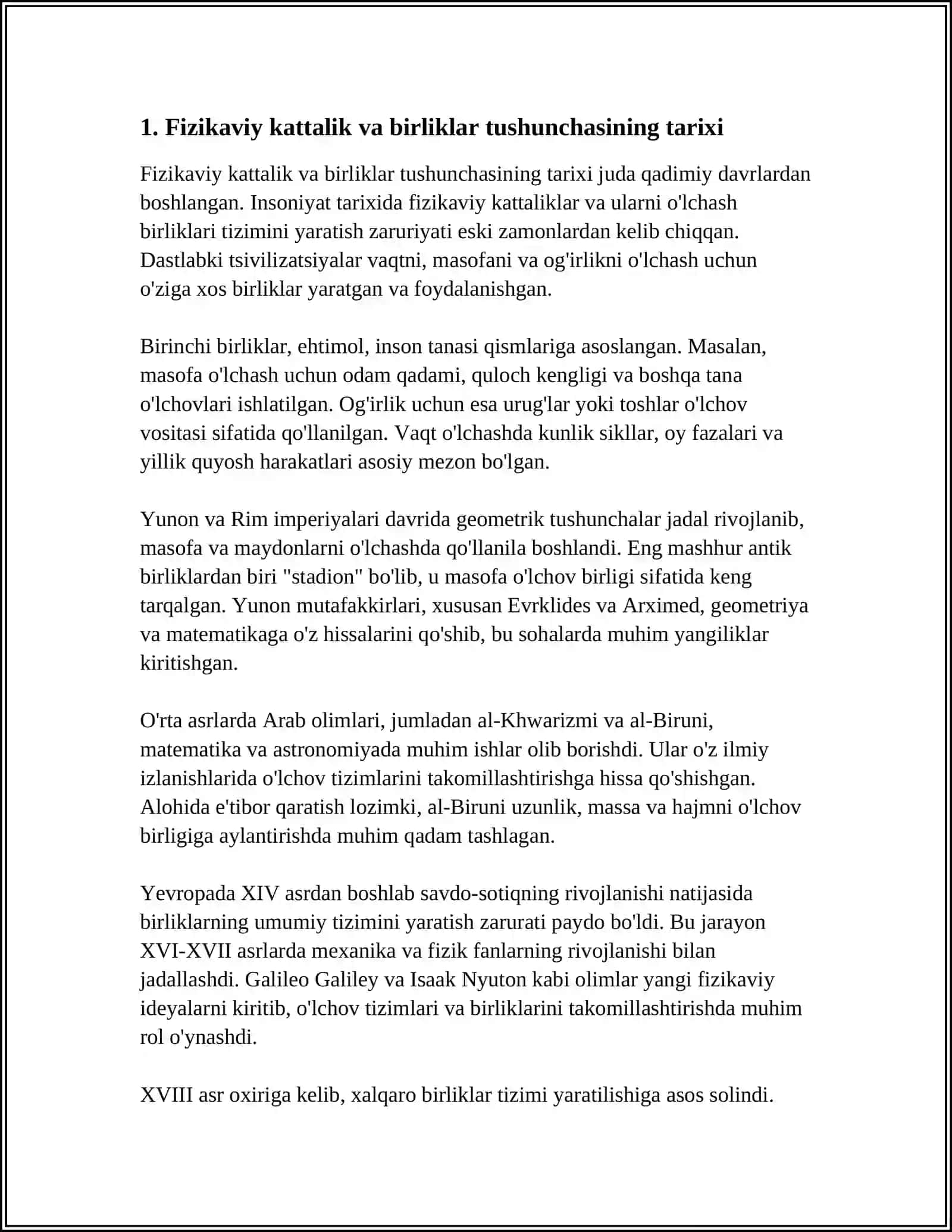 Fizikaviy Kattalik va Birliklar 3