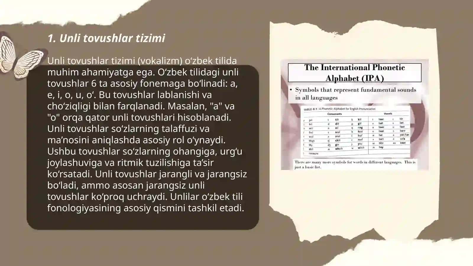 Unli tovushlar tizimi (vokalizm) 3