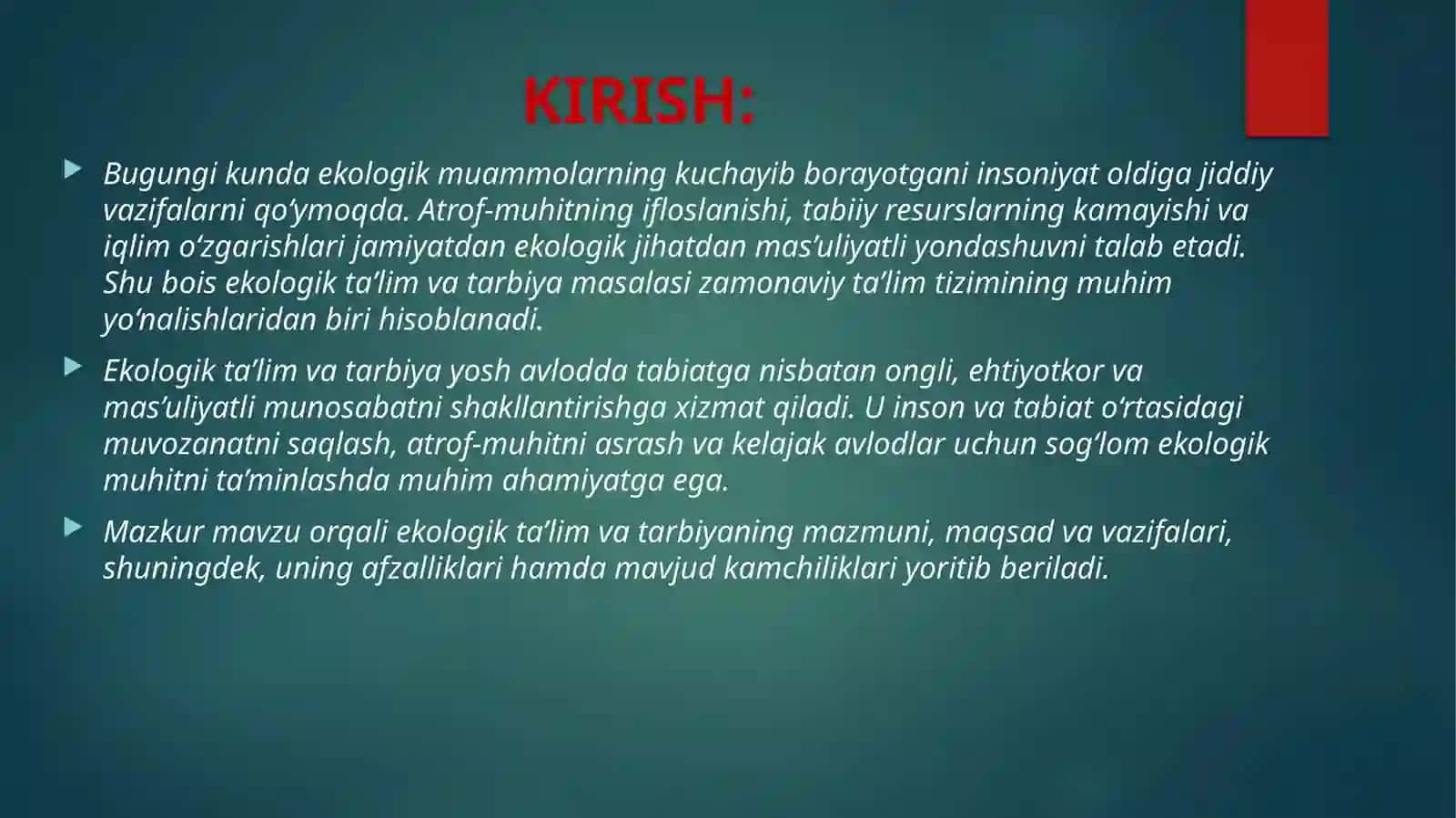 Ekologik ta’lim va tarbiya 3