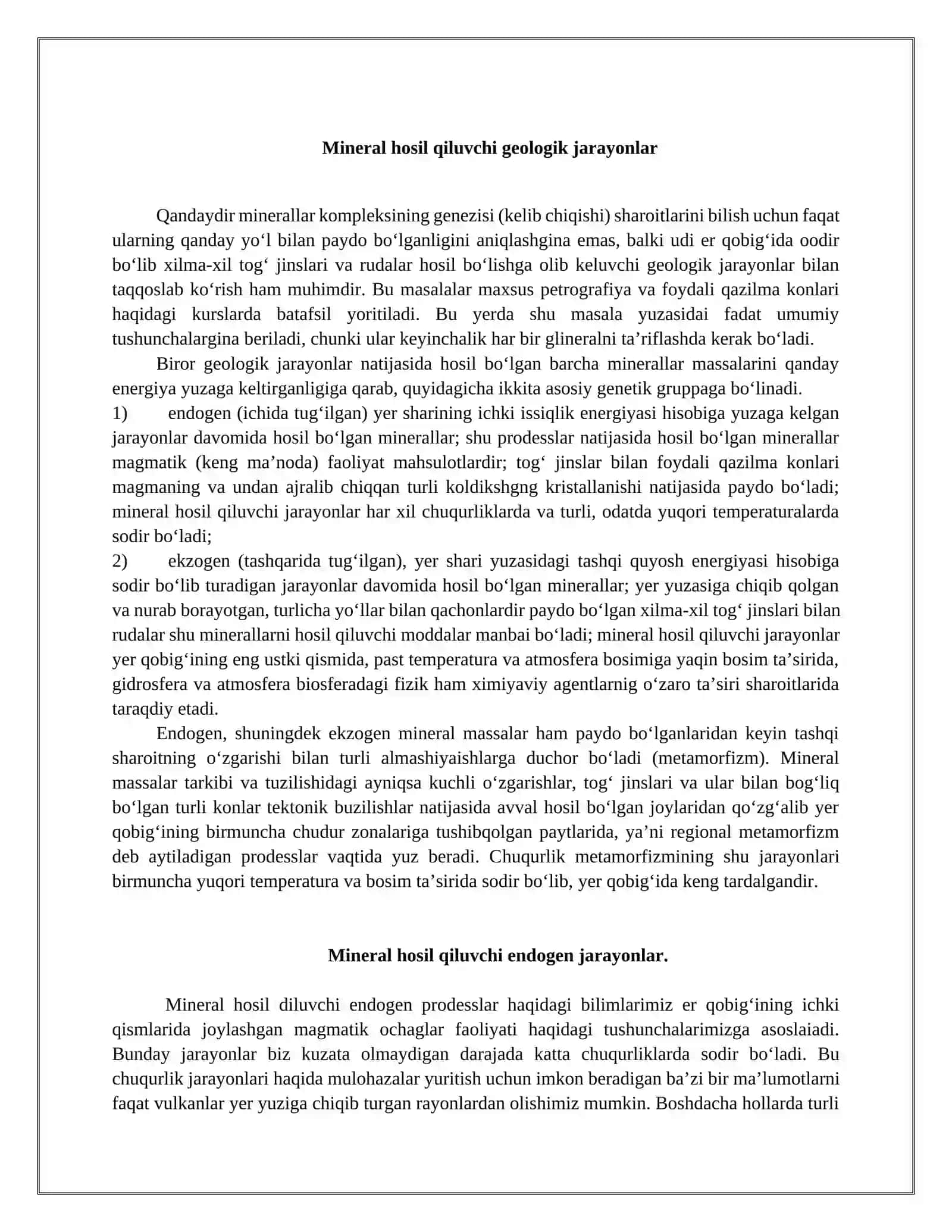 Mineral hosil qiluvchi geologik jarayonlar 3