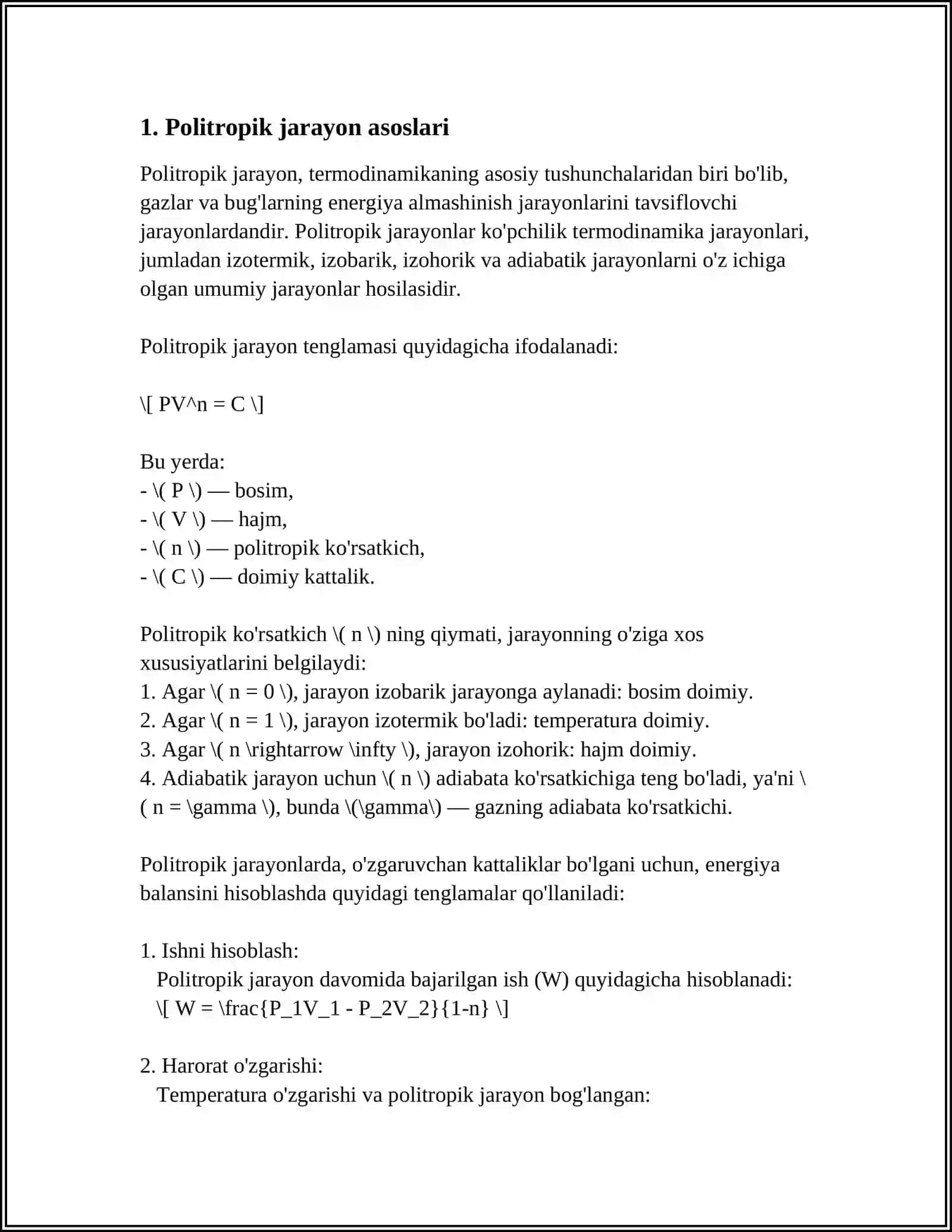 POLITROPIK JARAYONLAR 3