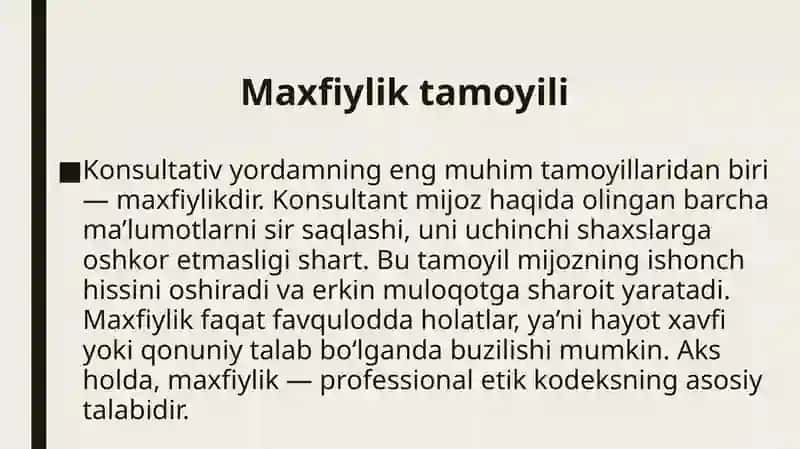 Konsultativ yordam tamoyillari 3