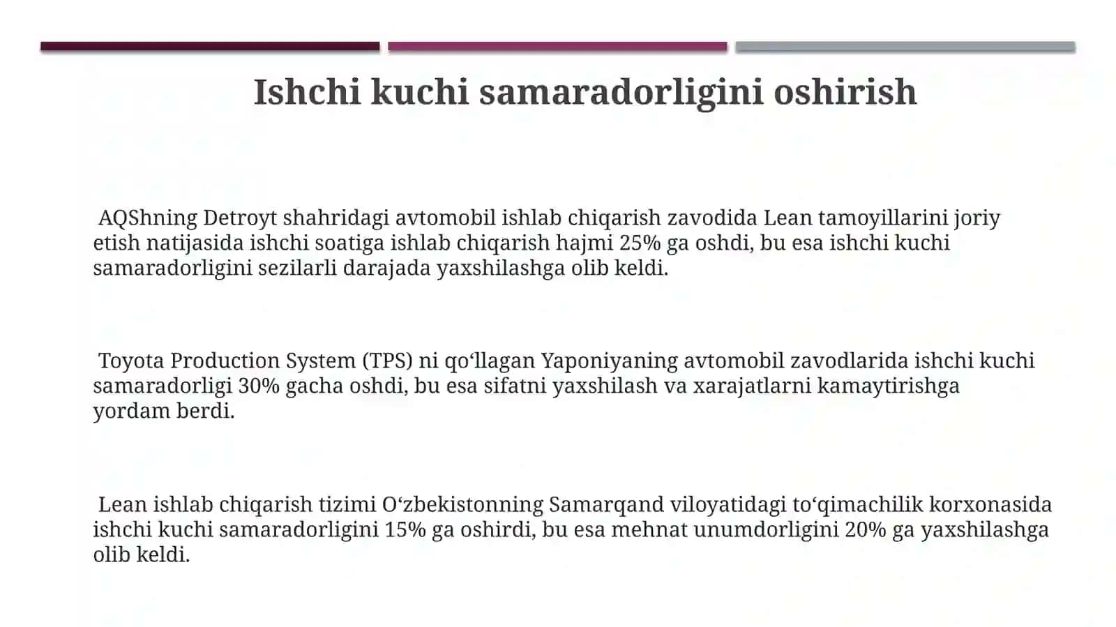 Lean Tizimining Ishlab Chiqarishdagi Iqtisodiy Samaradorligi 3