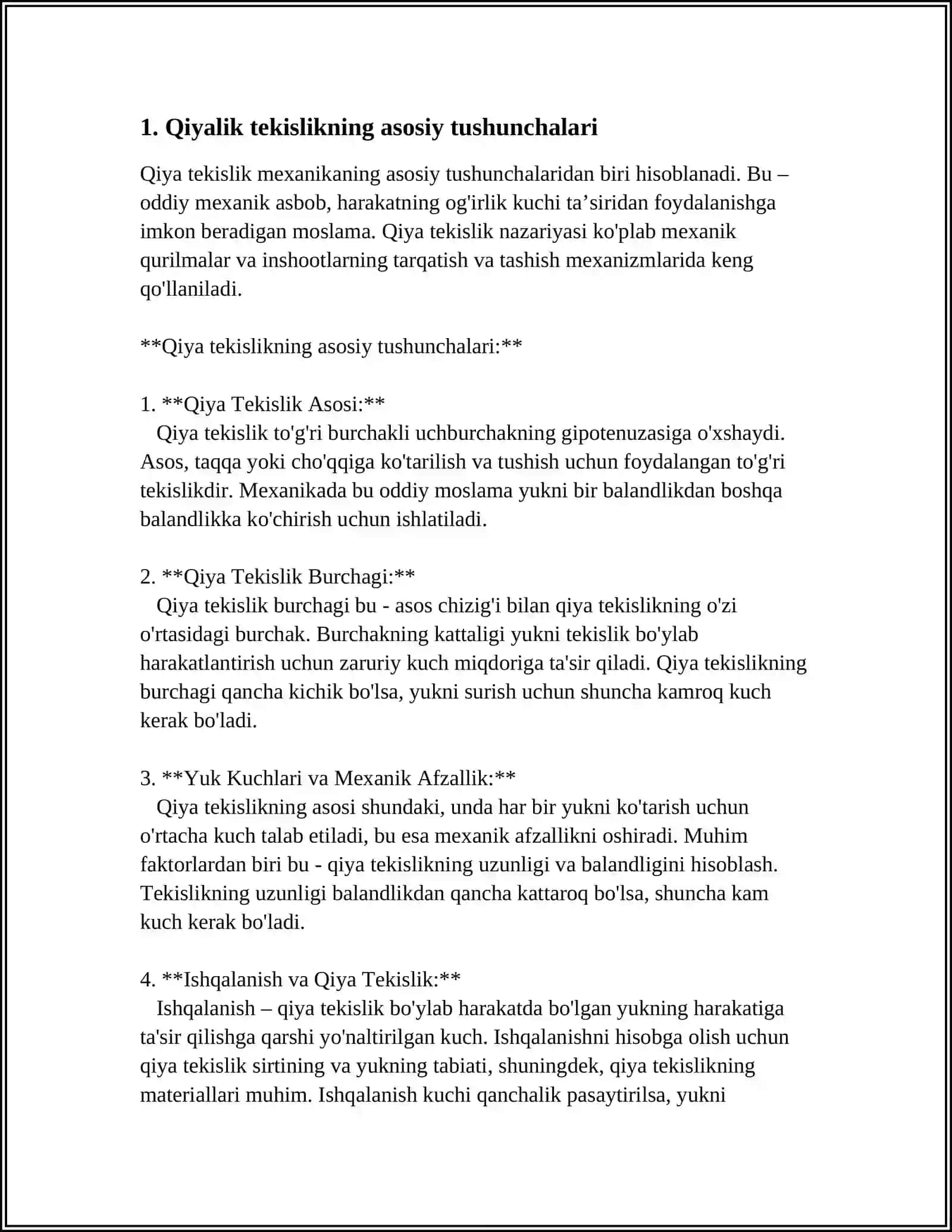 QIYA TEKISLIK BIR NECHA KUCH TASIRIDA HARAKAT 3