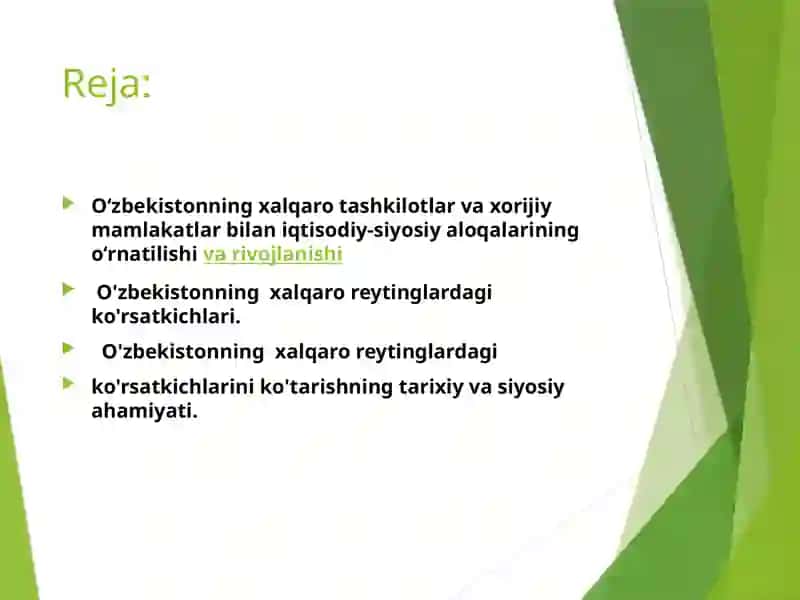 O'zbekistonning xalqaro reytinglarda ko'rsatkichlari 3