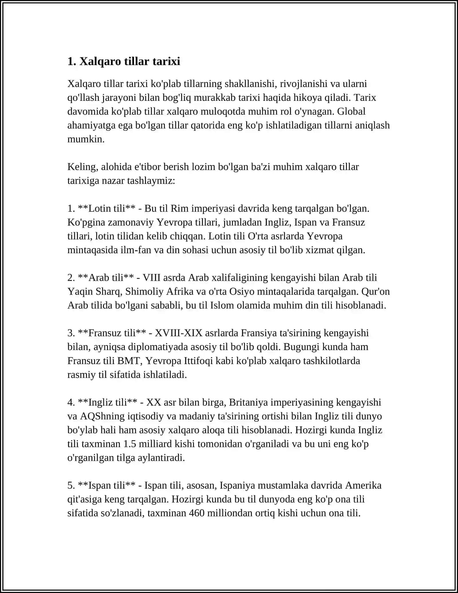 XALQARO TILLAR HAQIDA REFERAT TAYYORLASH 3