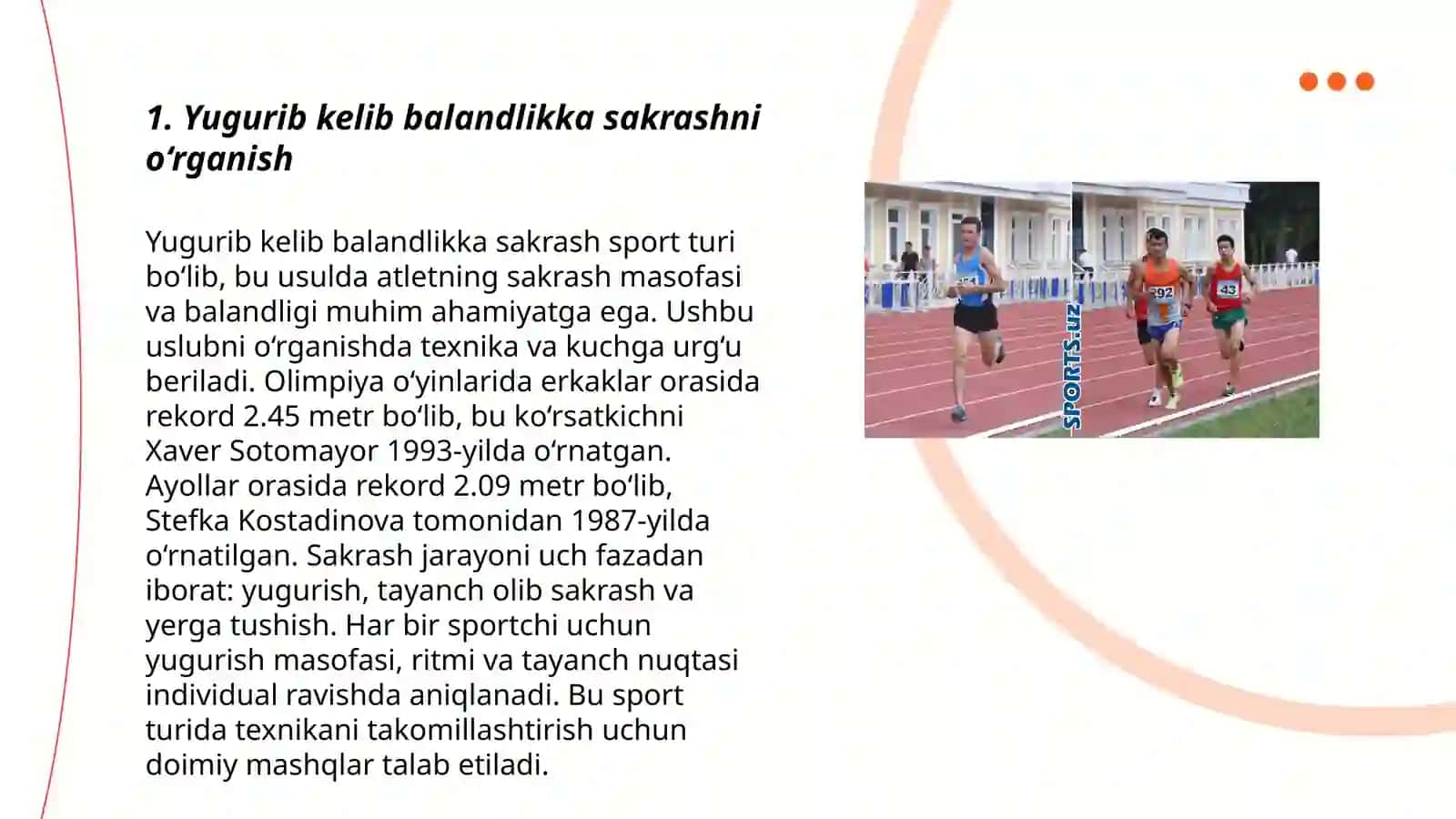 Yugurib kelib balandlikka sakrash texnikasini oʻrgatish 3