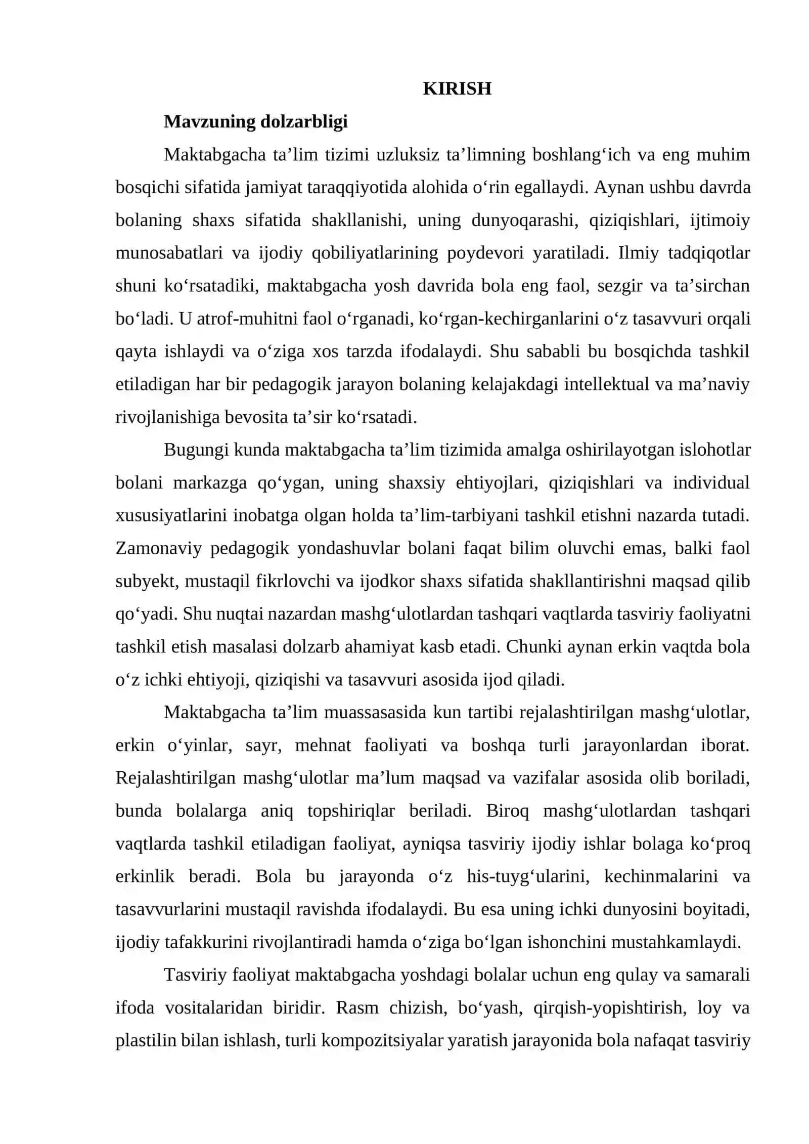 Mashg‘ulotlardan tashqari vaqtlarda tasviriy faoliyat 3