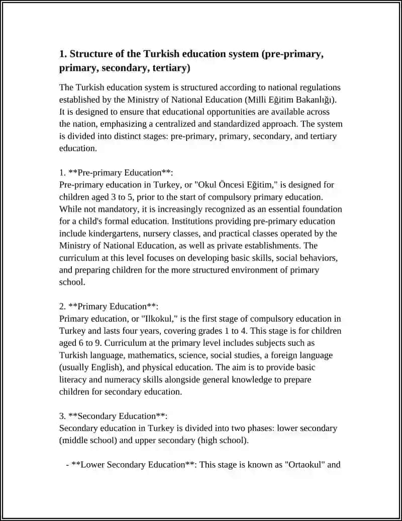 TURKEY EDUCATION SYSTEM Study Plan 3