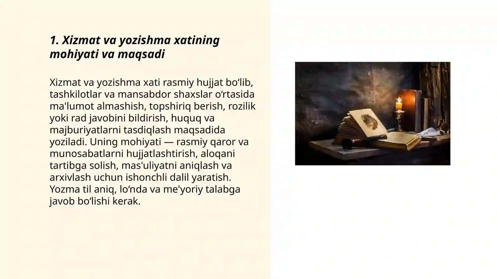 Xizmat va yozishma yozilish xati 3