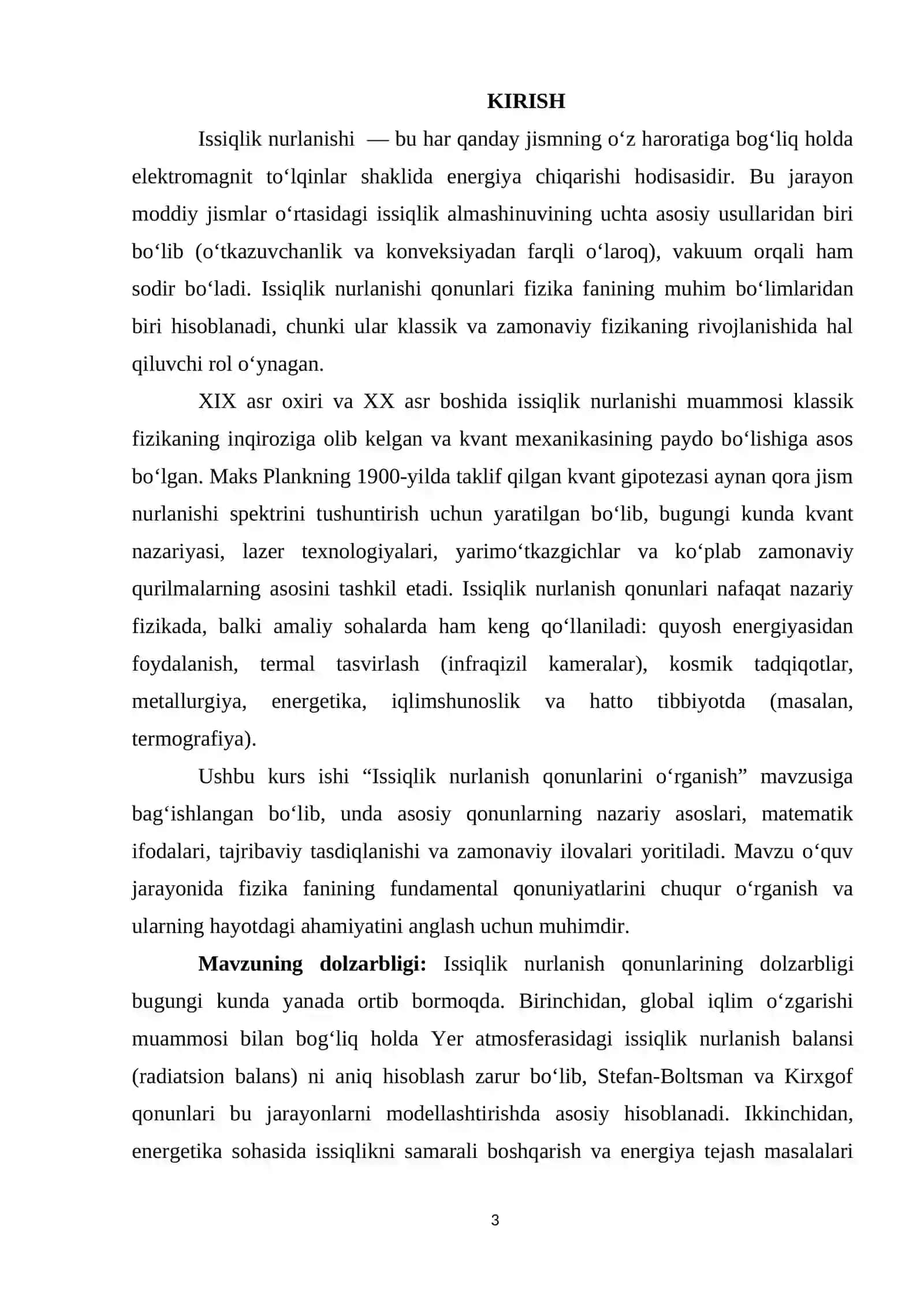Issiqlik nurlanish qonunlarini oʻrganish 3