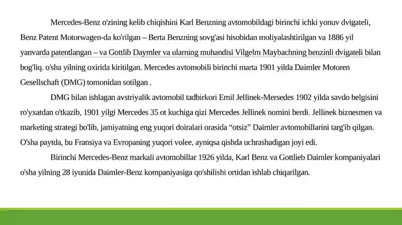 Mercedes-Benz avtomobillari texnik xarakteristikasi 3