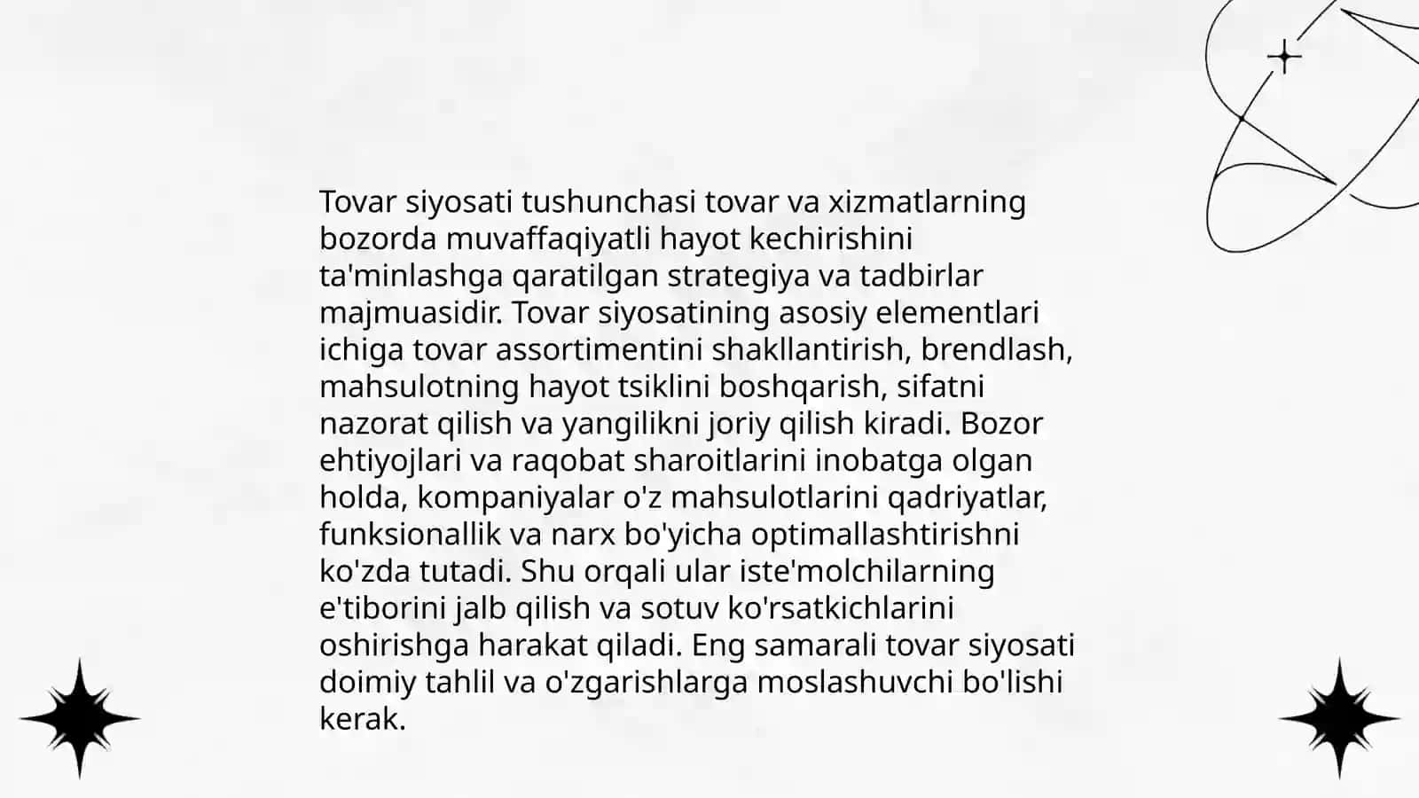 Tovar siyosati 3