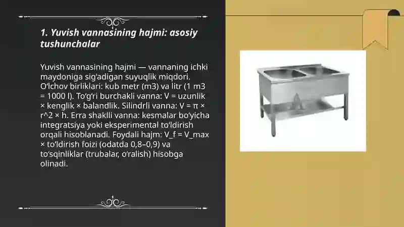 Yuvish vannasini hajmini hisoblash 3