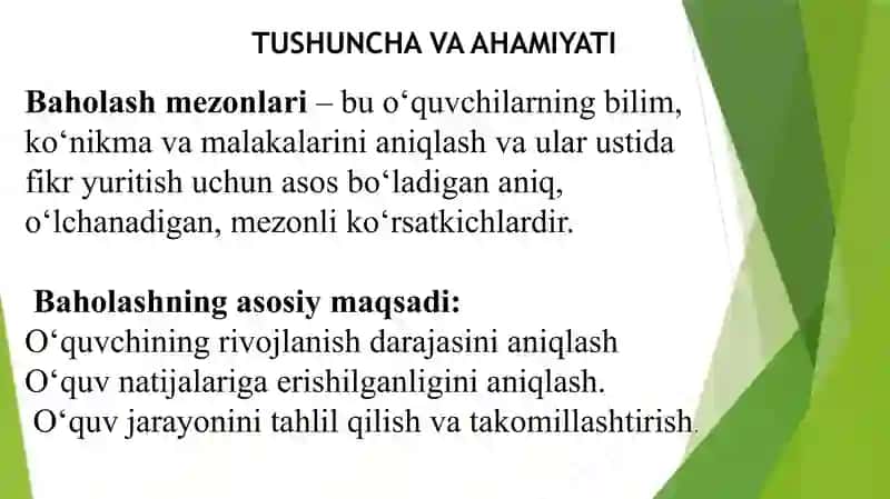 BILIM, KO`NIKMA VA MALAKALARNI BAHOLASH MEZONLARI 3