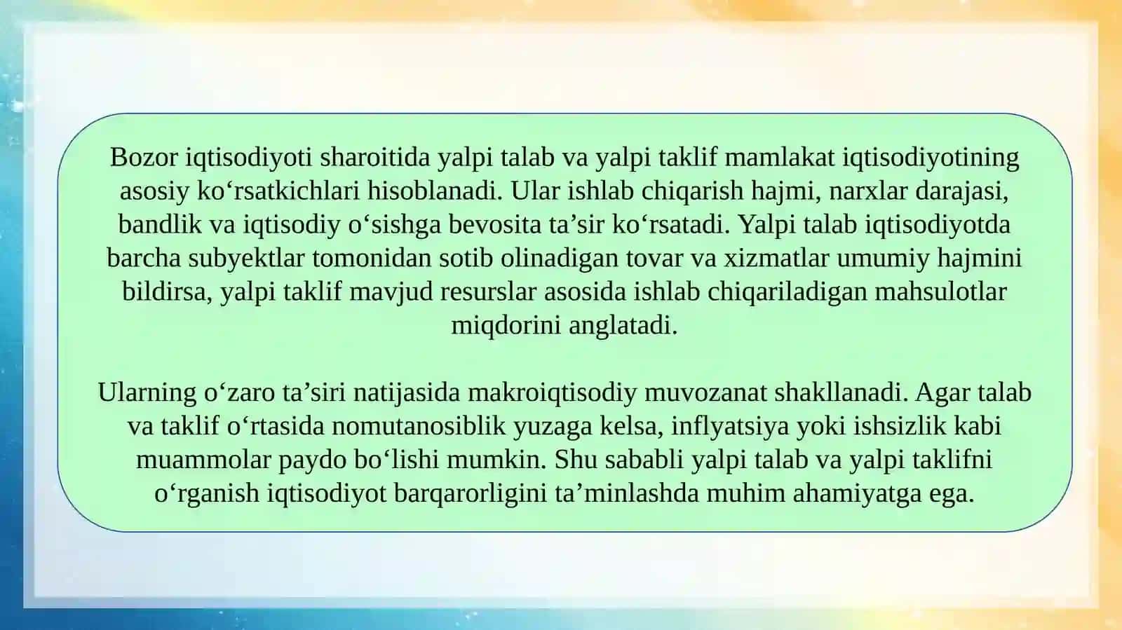 Yalpi talab va yalpi taklif slayd 3