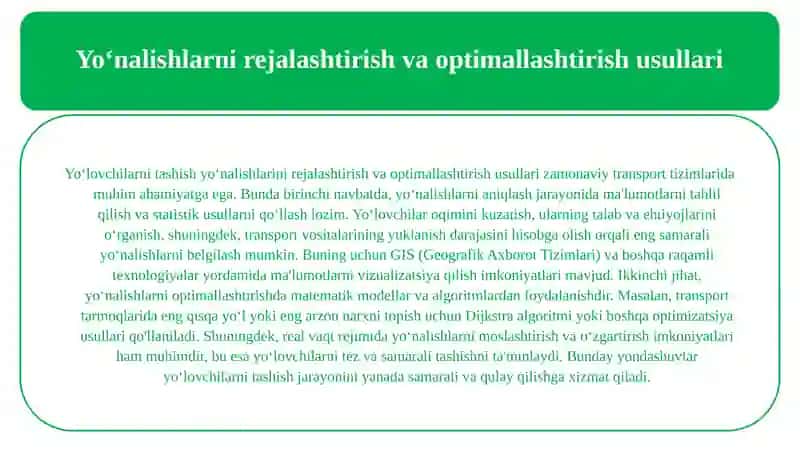 Yoʻlovchilarni tashish yoʻnalishlari 3