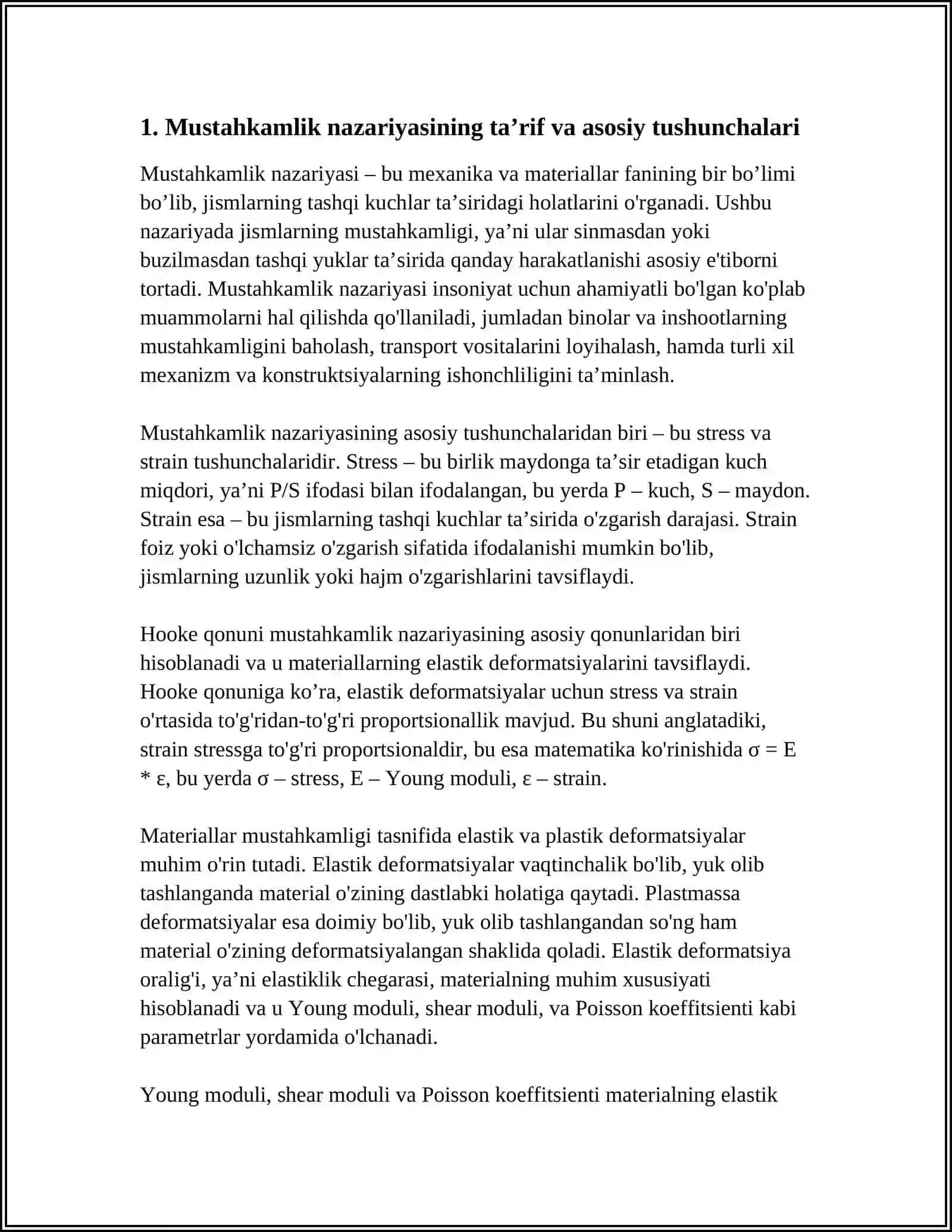 MUSTАHKАMLIK NАZАRIYASI HAQIDA UMUMIY TUSHUNCHALAR 3