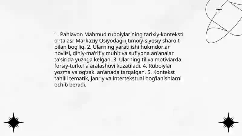 Pahlavon Mahmud ruboiylari tahlili 3