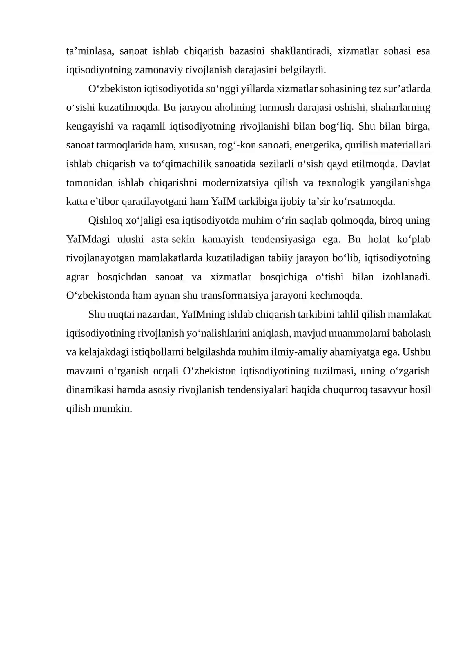 O‘ZBEKISTON RESPUBLIKASIDA YAIMNING ISHLAB CHIQARISH TARKIBI TAHLILI 3