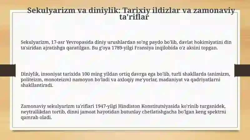 Sekulyarizm va diniylik: Asosiy tushunchalar va modellari 3