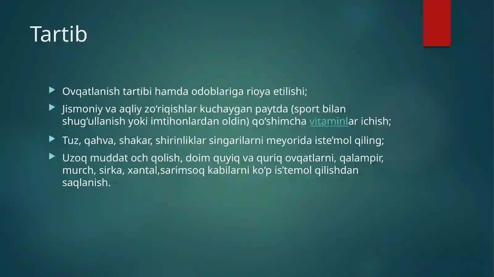Ratsional ovqatlanishning validologik tamoyillari 3