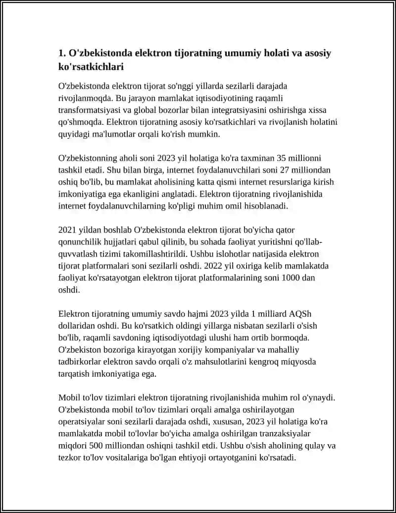O'ZBEKISTON RESPUBLIKASIDA ELEKTRON TIJORATNING RIVOJLANISH HOLATI 3