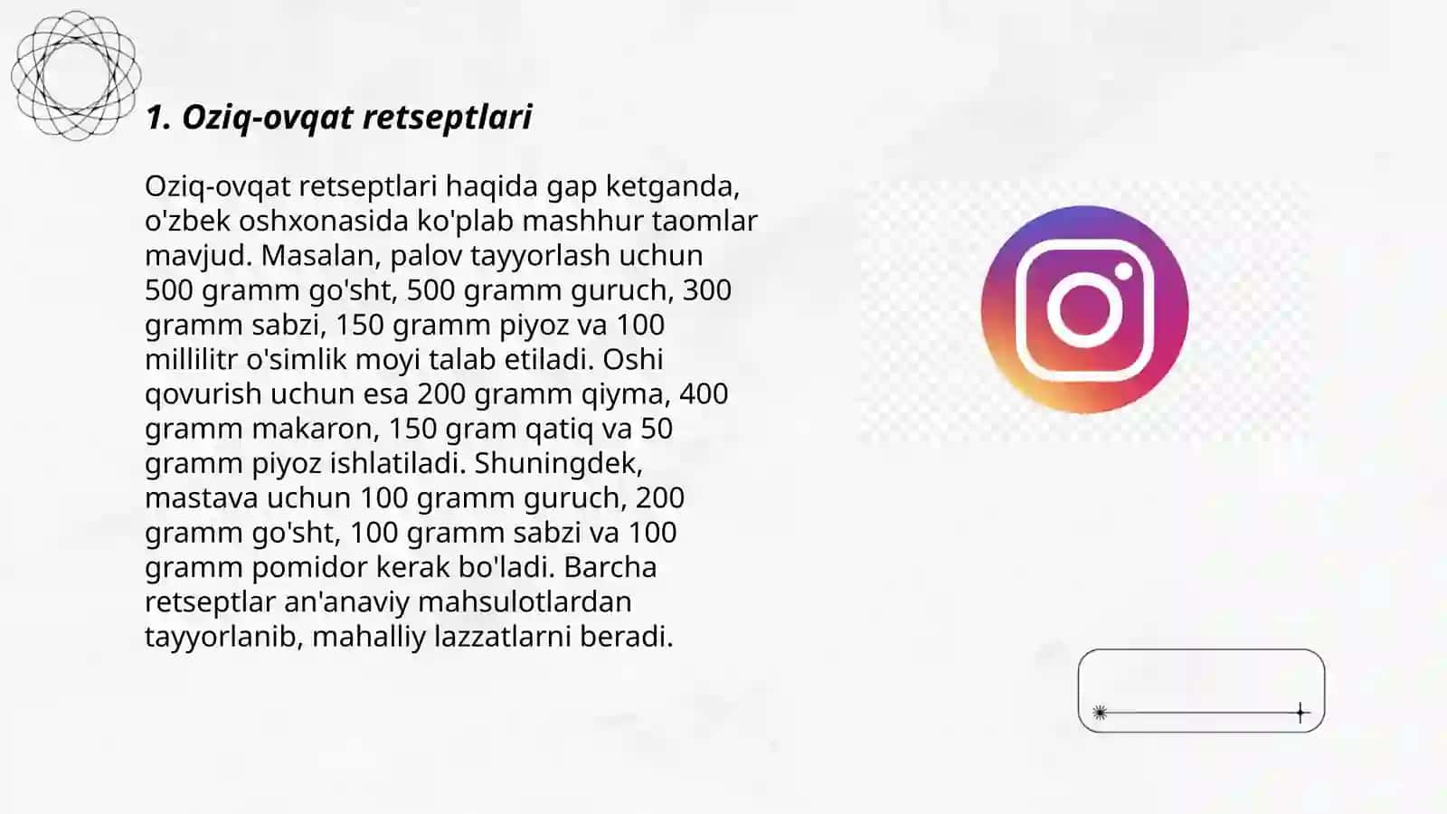 Oziq-ovqat retseptlari 3