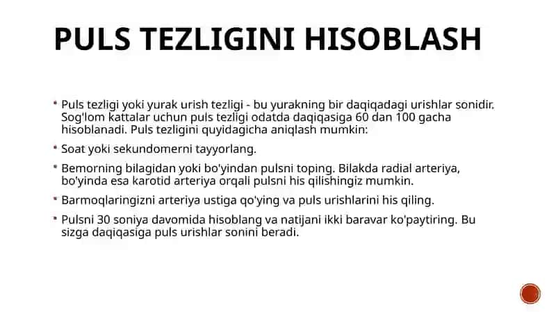 Nafas Olish Sonini Aniqlash. Puls Tezligini Hisoblash 3