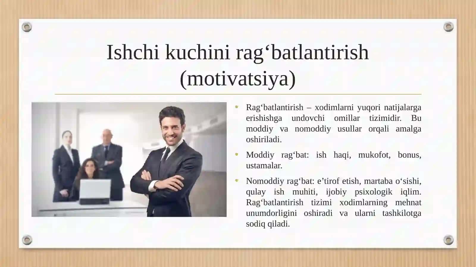Ishchi kuchini rag'batlantirish, tanlash, o’qitish va rivojlantirish 3