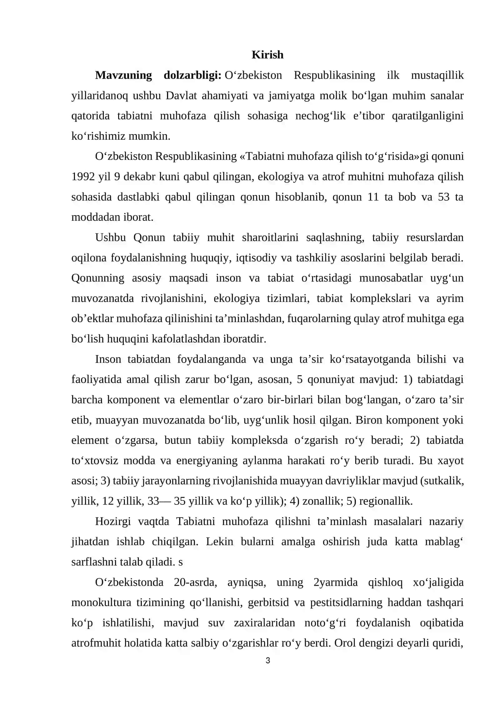 Tabiatni muhofaza qilish qonuni 3