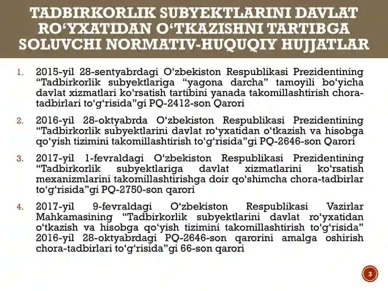 Tadbirkorlik subyektlarini tashkil etish tartibi va usullari 3