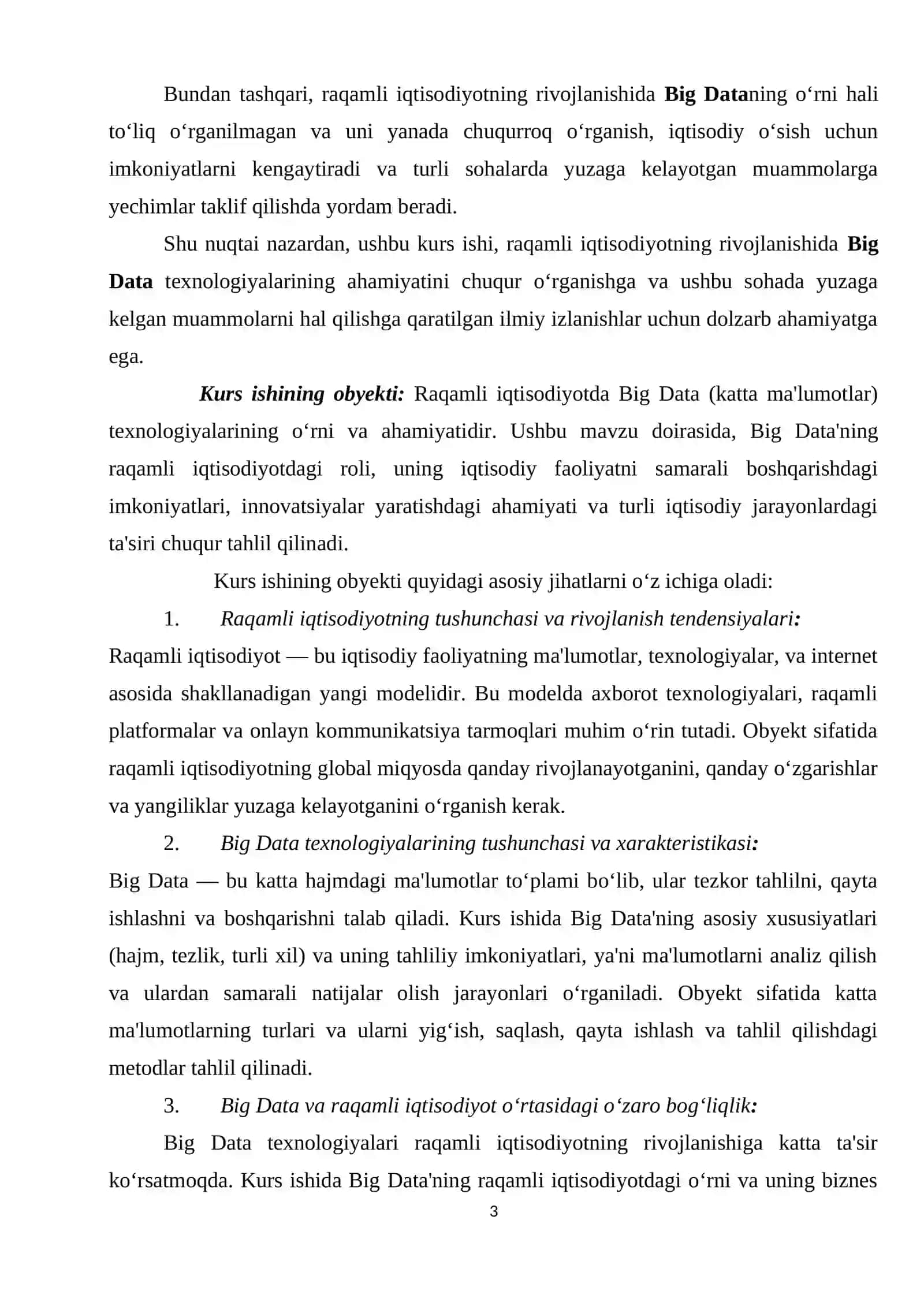 Raqamli iqtisodiyotning rivojlanishida Big Dataning oʻrni 3