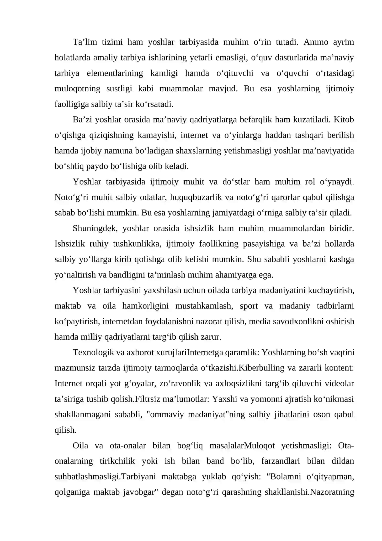HOZIRGI JAMIYATDA YOSHLAR TARBIYASIGA OID MUAMMOLAR 3