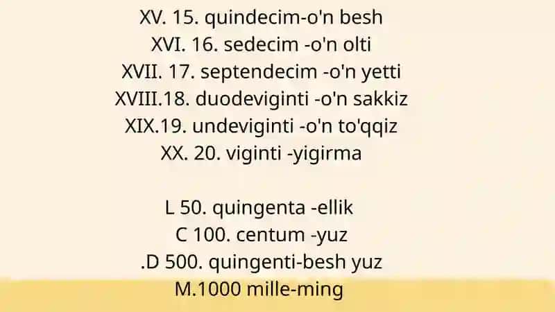 Lotin tilidan mustaqil ish slayd sanoq sonlar 3