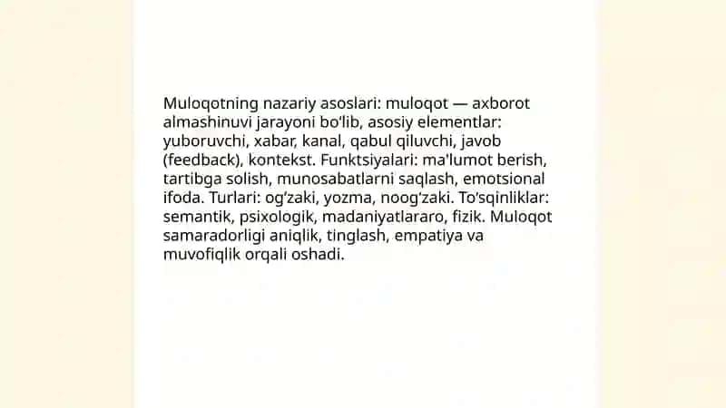 Psixologiyadan. Muloqot 3