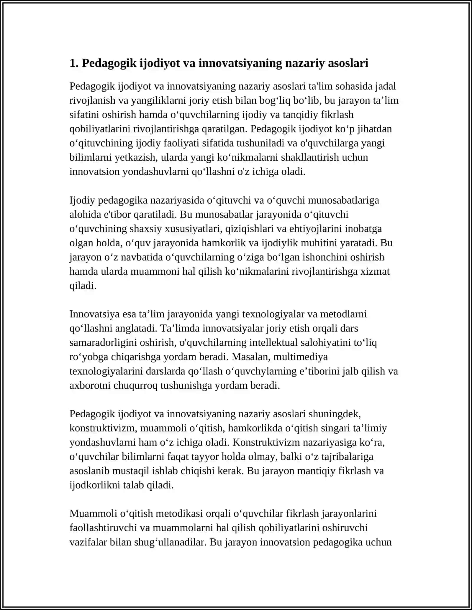 PEDAGOGIK FAOLIYATDA IJODOYOT VA INNOVATSIYA 3