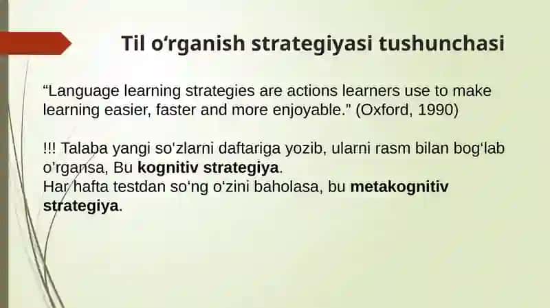 Chet tilini o‘rganish strategiyalari va muloqot strategiyalari 3