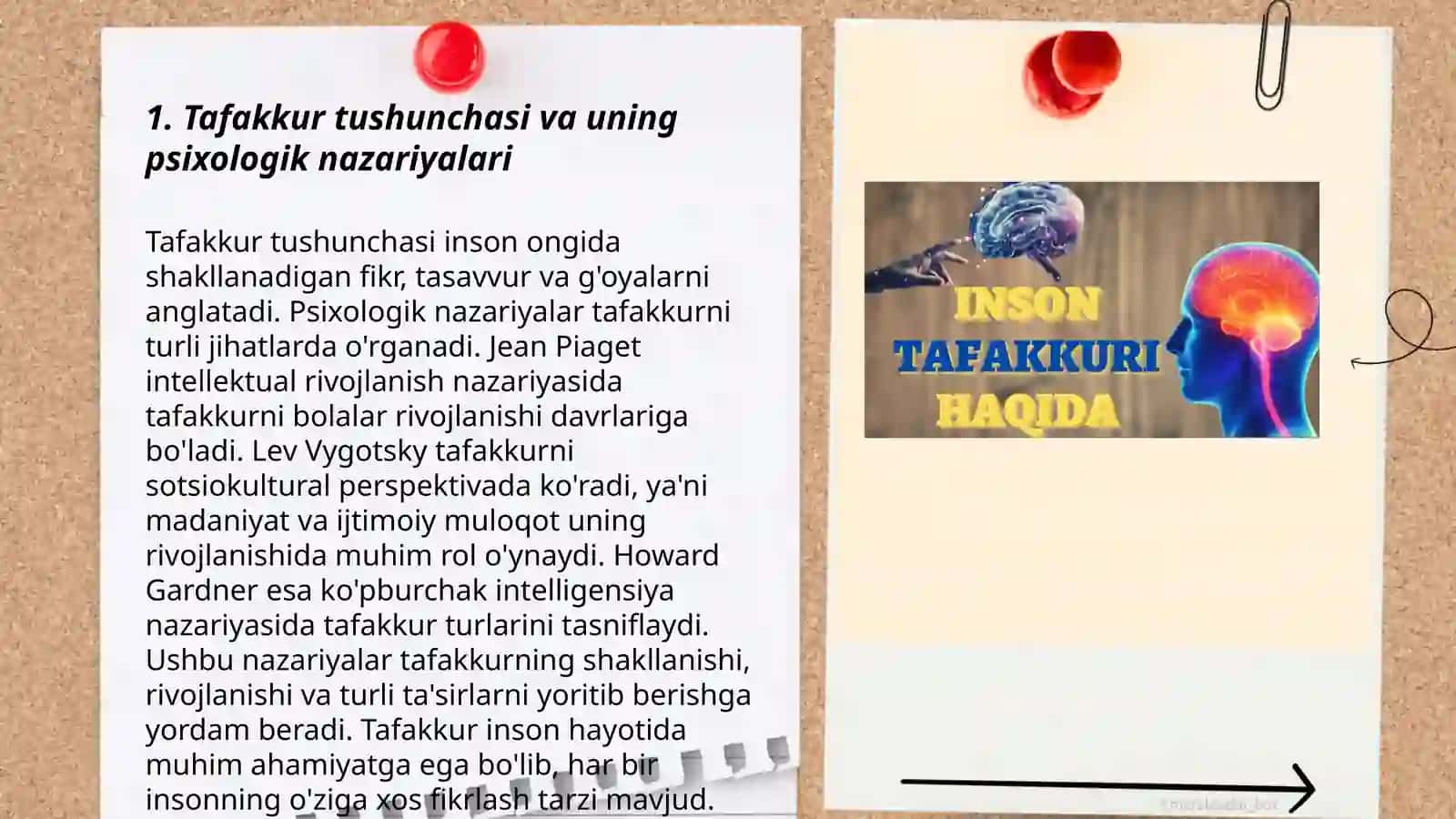 Tafakkur borasidagi psixologik nazariyalari.Tafakkur operasiyalari.Intellakt va kreativlik nazariyalari 3