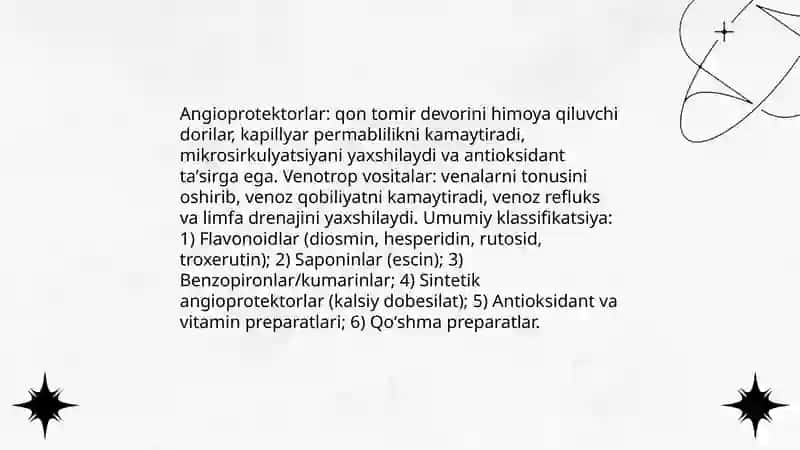 Angioprotektorlar, Venotrop vositalar 3